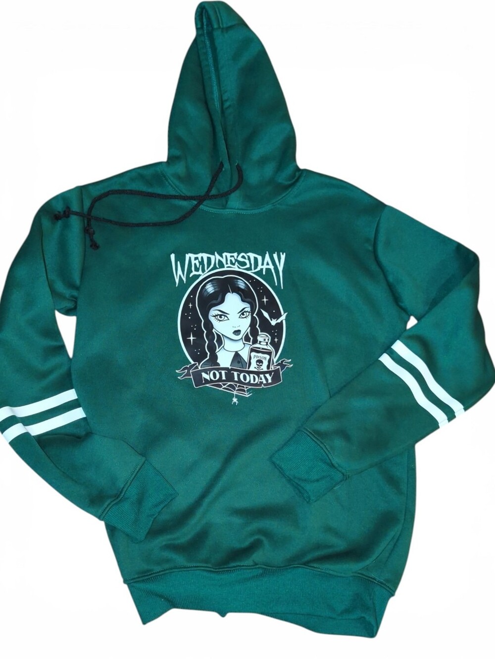 Emerald Green 'Wednesday Not Today' Addams Family Hooded Fleece Sweatshirt M